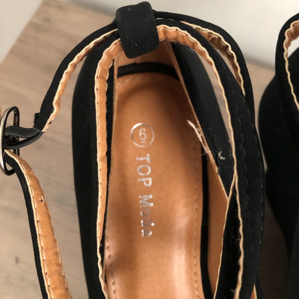 TOP Moda Eva Black Wedges - Picture 6 of 11